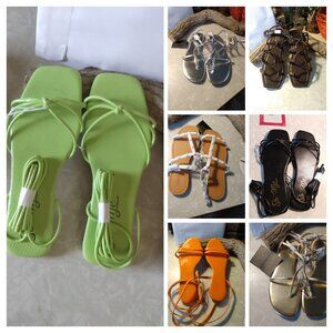 Bundle of 7 Pairs of Strappy Flat Summer Sandals Size 7.5